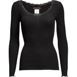 Rosemunde Silk T-Shirt Regular LS W/Rev Vinta - Black