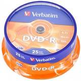 Optiske Disk Medier Verbatim DVD-R 4.7GB 16x Spindle 25-Pack
