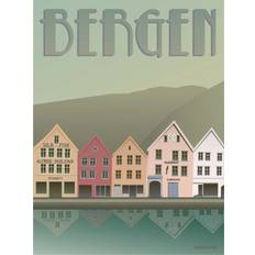 Vissevasse Bergen Bryggen Plakat 30x40cm