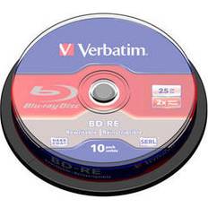 Blu-ray Optisk lagring Verbatim BD-RE No ID Brand 25GB 6x Spindle 25-Pack Wide Printable