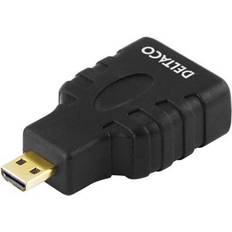 Micro hdmi til hdmi adapter Deltaco HDMI - HDMI Micro High Speed with Ethernet Adapter F-M