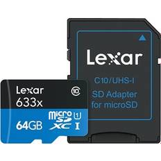 64 GB - USB Type-C - microSD Hukommelseskort & USB Stik LEXAR High Performance microSDXC Class 10 UHS-I U1 633x 64GB