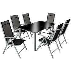 tectake Aluminium havemøbler 6+1 Havemøbelsæt, 1 borde inkl. 6 stole