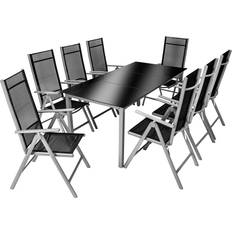 tectake Aluminium havemøbler 8+1 Havemøbelsæt, 1 borde inkl. 8 stole