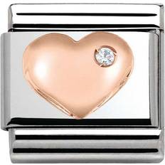 Nomination Composable Classic Link Rose Gold Heart Charm - Silver/Rose Gold/White