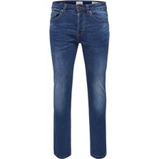 Blå - Herre - Viskose Jeans Only & Sons Weft Regular Fit Jeans - Blue/Medium Blue Denim