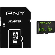 PNY 64 GB - USB Type-C - microSDXC Hukommelseskort PNY High Performance MicroSDXC Class 10 UHS-l U1 100/20MB/s 64GB+Adapter