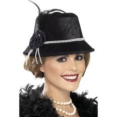 Damer - Tidstypiske Hovedbeklædninger Smiffys 20's Hat Black