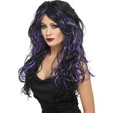 Damer - Spøgelser Parykker Smiffys Gothic Bride Wig Black & Purple