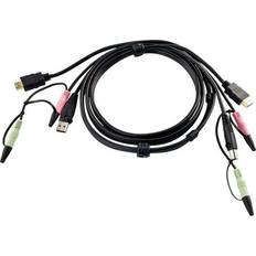 Standard HDMI-standard HDMI - USB-kabel Kabler Aten HDMI/USB A/2x3.5mm - HDMI/USB B/2x3.5mm 1.8m