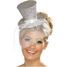 Smiffys Hovedbeklædninger Smiffys Fever Mini Top Hat on Headband Silver