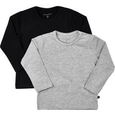 Minymo Piger Overdele Minymo T-shirt LS 2-pack - Anthacite Black (3935-193)