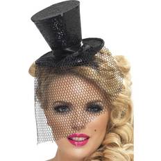 Damer - Tidstypiske Hovedbeklædninger Smiffys Fever Mini Top Hat Black