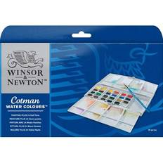 Akvarelmaling Winsor & Newton Cotman Water Colours Painting Plus 24 Half Pans