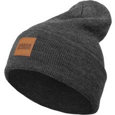 Urban Classics Hovedbeklædning Urban Classics Leatherpatch Long Beanie - Charcoal