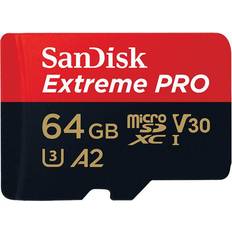 SanDisk 64 GB - USB 3.0/3.1 (Gen 1) - microSDXC Hukommelseskort SanDisk Extreme Pro microSDXC Class 10 UHS-I U3 V30 A2 170/90MB/s 64GB +Adapter