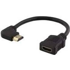 HDMI-kabler - Han – Hun Deltaco HDMI-HDMI Angled M-F 0.2m