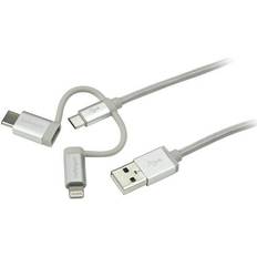 Nikkel - USB A-Lightning - USB-kabel Kabler StarTech USB A-Lightning/USB C/USB B Micro 2.0 1m