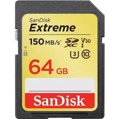 SanDisk 64 GB - Class 10 - SDXC Hukommelseskort SanDisk Extreme SDXC Class10 UHS-I U3 V30 150/60MB/s 64GB
