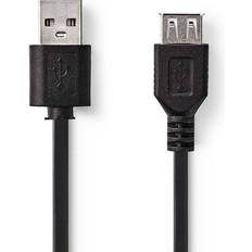 Nikkel - USB A-USB A - USB-kabel Kabler Nedis USB A-USB A M-F 2.0 2m