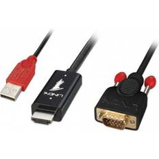 HDMI-kabler - Rød Lindy HDMI/USB A-VGA 2m