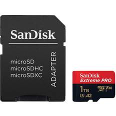 1 TB - Class 10 - V30 Hukommelseskort & USB Stik SanDisk Extreme Pro microSDXC Class 10 UHS-I U3 V30 A2 170/90MB/s 1TB +Adapter