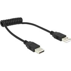 Han - Han - USB A-USB A - USB-kabel Kabler DeLock USB A - USB A (Spiral) 2.0 0.6m