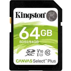 Kingston 64 GB - Class 10 - SDXC Hukommelseskort Kingston Canvas Select Plus SDXC Class 10 UHS-I U1 V10 100MB/s 64GB