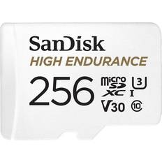 256 GB - Class 10 - V30 Hukommelseskort & USB Stik SanDisk High Endurance microSDXC Class 10 UHS-I U3 V30 256GB +Adapter