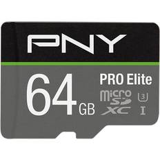 PNY 64 GB - USB Type-C - microSDXC Hukommelseskort PNY Pro Elite microSDXC Class 10 UHS-I U3 V30 A1 100/90MB/s 64GB +Adapter