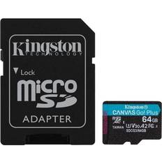 64 GB - UHS-I - microSDXC Hukommelseskort Kingston Canvas Go! Plus microSDXC Class 10 UHS-I U3 V30 A2 170/70MB/s 64GB +Adapter