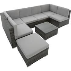 Rattan Havemøbel tectake Venedig Loungesæt, 1 borde inkl. 6 sofaer
