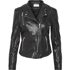 Gestuz Sort Overtøj Gestuz Joannagz Leather Jacket - Black