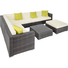 Kvadratiske - Polyrattan Loungesæt tectake 403838 Loungesæt, 1 borde inkl. 6 sofaer