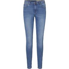 Blå - Dame - Viskose Jeans Vero Moda Vmtanya Normal Waist Slim Fit Jeans - Blue/Medium Blue Denim