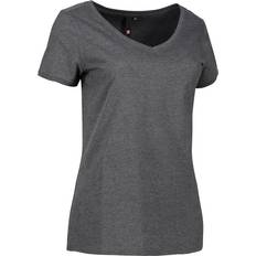 Dame - Grå T-shirts ID Core V-neck Tee Ladies - Charcoal Melange