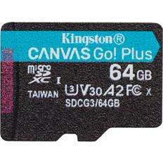 Kingston 64 GB - Class 10 - microSDXC Hukommelseskort Kingston Canvas Go! Plus microSDXC Class 10 UHS-I U3 V30 A2 170/70MB/s 64GB
