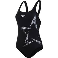 14 - 32 - Dame Badedragter Speedo Boomstar Placement Racerback Swimsuit - Black/White