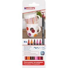 Glas- & Porcelænspenne Edding 4200 Porcelain Brushpen Warm Colour 6-pack
