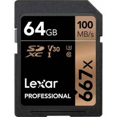 LEXAR 64 GB - SDXC - USB 3.0/3.1 (Gen 1) Hukommelseskort & USB Stik LEXAR Professional SDXC Class 10 UHS-I U3 V30 667x 64GB