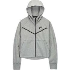 Nike Dame - Grå - Hoodies Sweatere Nike Tech Fleece Windrunner Women's Full-Zip Hoodie - Dark Grey Heather/Black