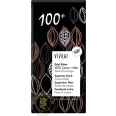 Vivani Chokolade Vivani Superior Dark 100+ with Cocoa Nibs 80g