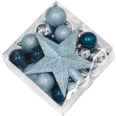 Plast Juletræspynt Nordic Winter With Star Blue/Silver Juletræspynt 50stk