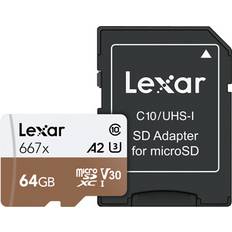 LEXAR 64 GB - USB Type-C - microSDXC Hukommelseskort LEXAR Professional microSDXC Class 10 UHS-I U3 V30 A2 667x 64GB