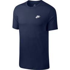 Nike Bomuld - Herre - L - Udendørsjakker T-shirts Nike Sportswear Club T-shirt - Midnight Navy/White