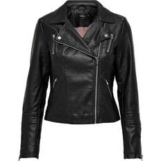 32 - Dame - Udendørsjakker Overtøj Only Gemma Biker Faux Leather Jacket - Black