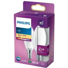 Philips E14 Lyskilder Philips Candle & Lustre LED Lamps 4.3W E14 2-pack