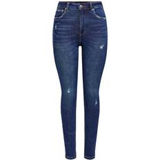 26 - 32 - Polyester - W32 Jeans Only Mila Life Hw Ankle Skinny Fit Jeans - Blue/Dark Blue Denim