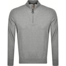 Barbour Herre Sweatere Barbour Cotton Half Zip Sweater - Grey Marl