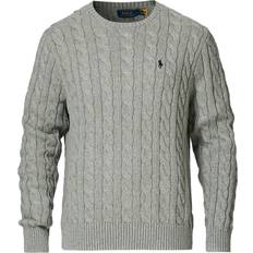 Polo Ralph Lauren Grå Sweatere Polo Ralph Lauren Cable-Knit Cotton Sweater - Fawn Grey Heather